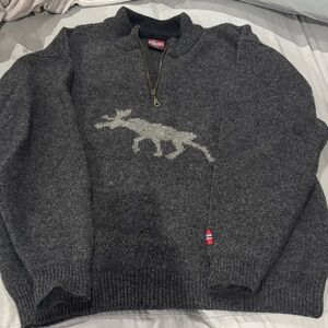 Gray 100% Wool Moose Sweater by Arctic Circle